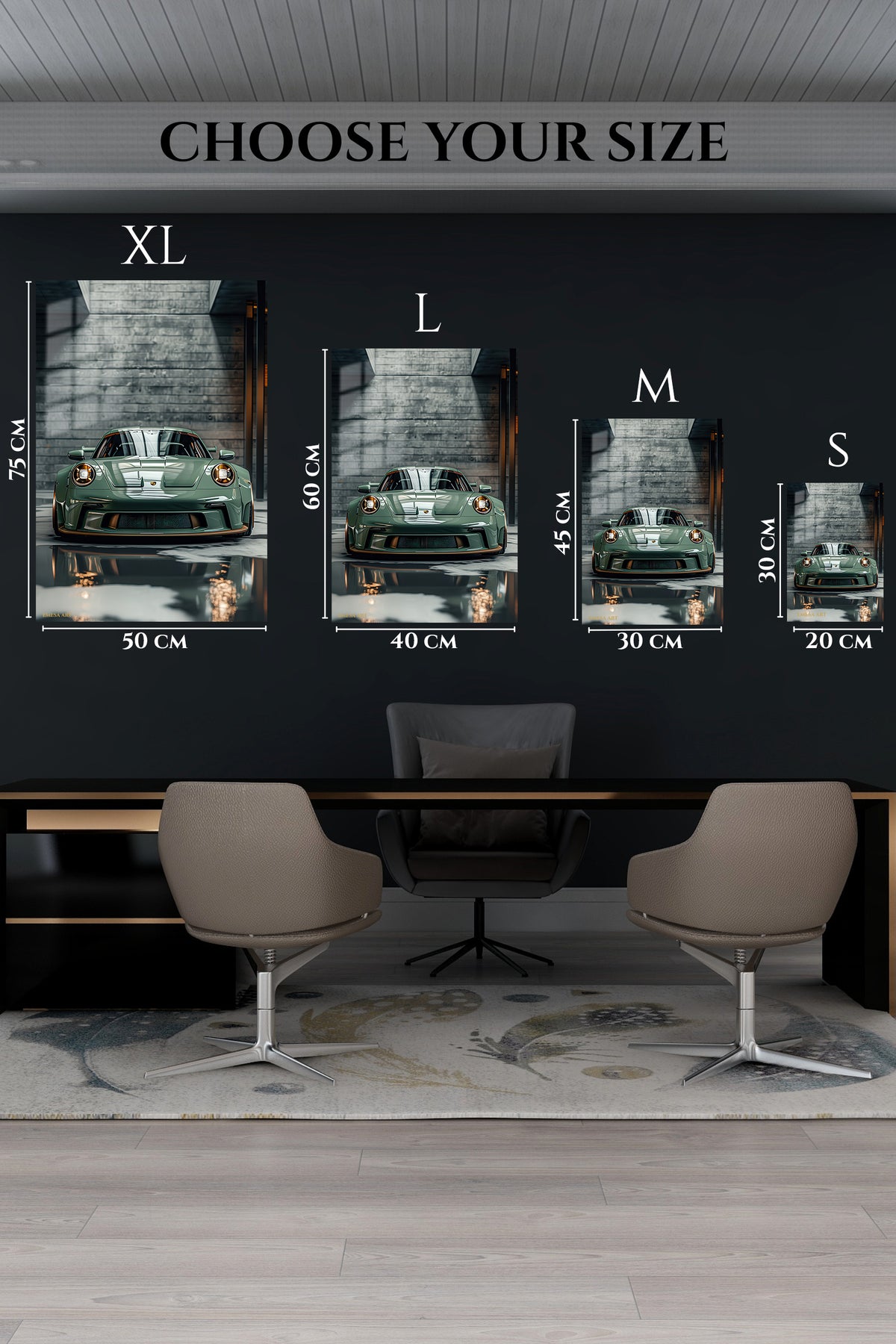 Green Porsche 911 Industrial wall art