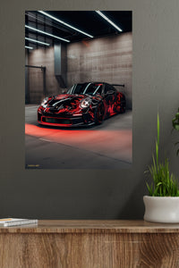 Black Red Porsche Race Car wall art
