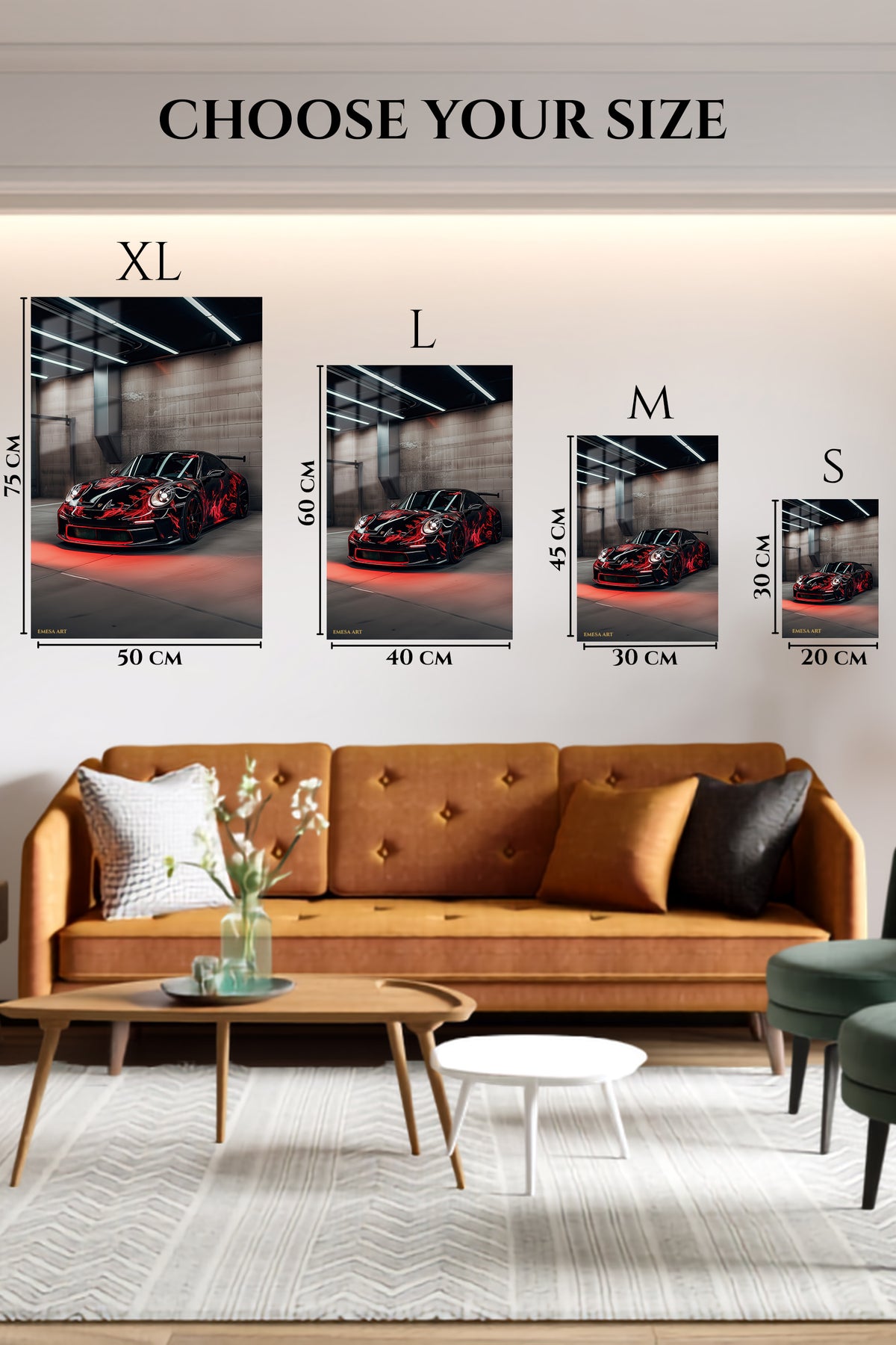 Black Red Porsche Race Car wall art