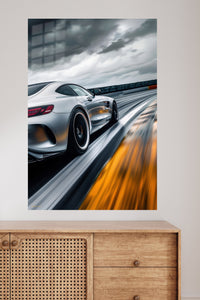 Silver Porsche 911 Speed Track wall art