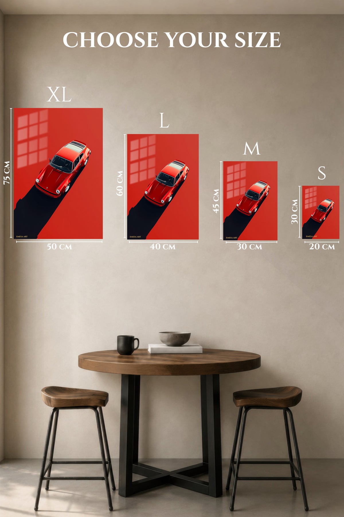Red Classic Porsche 911 Minimal wall art