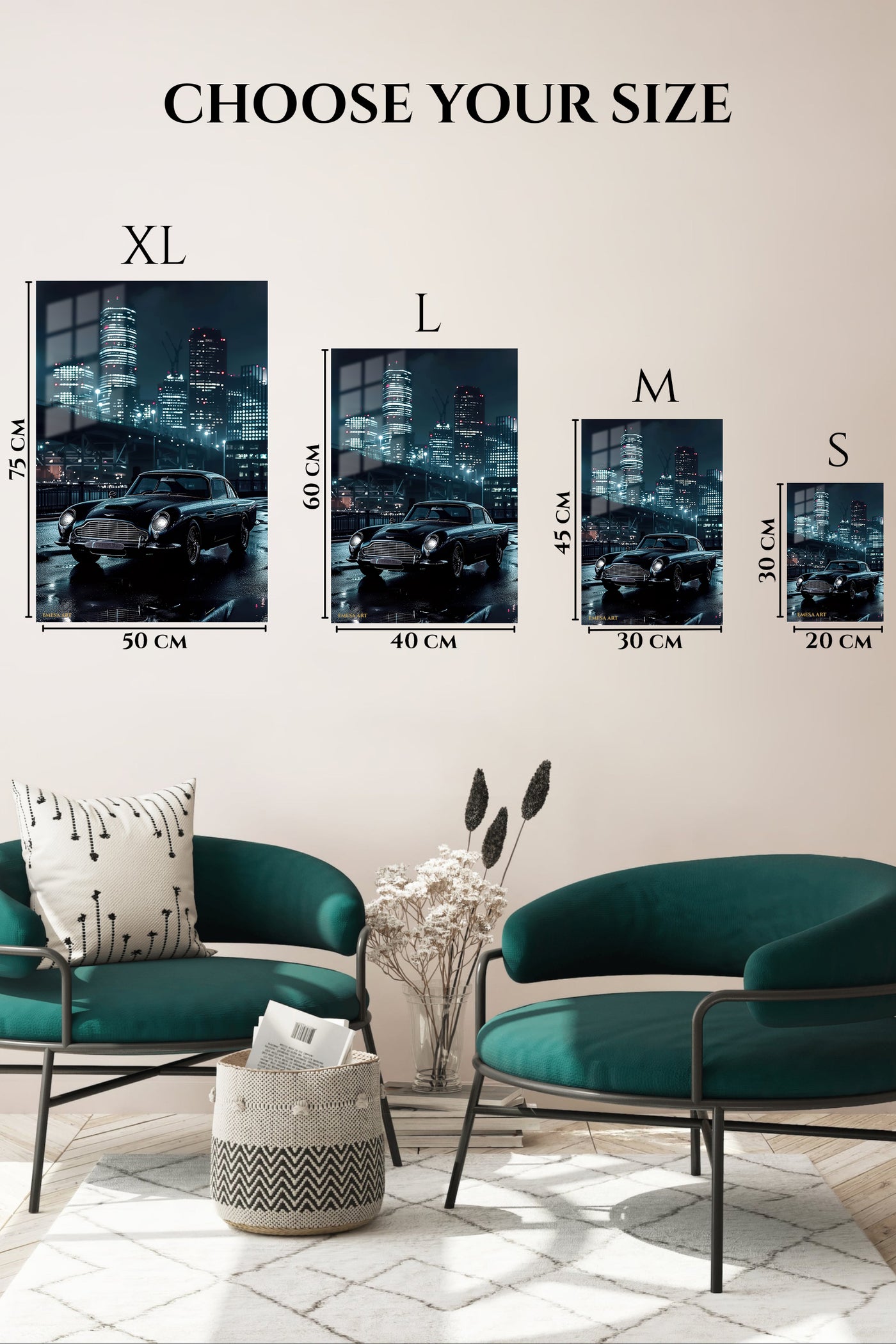 Black Classic Porsche 911 City Night wall art