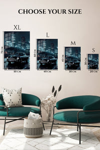 Black Classic Porsche 911 City Night wall art