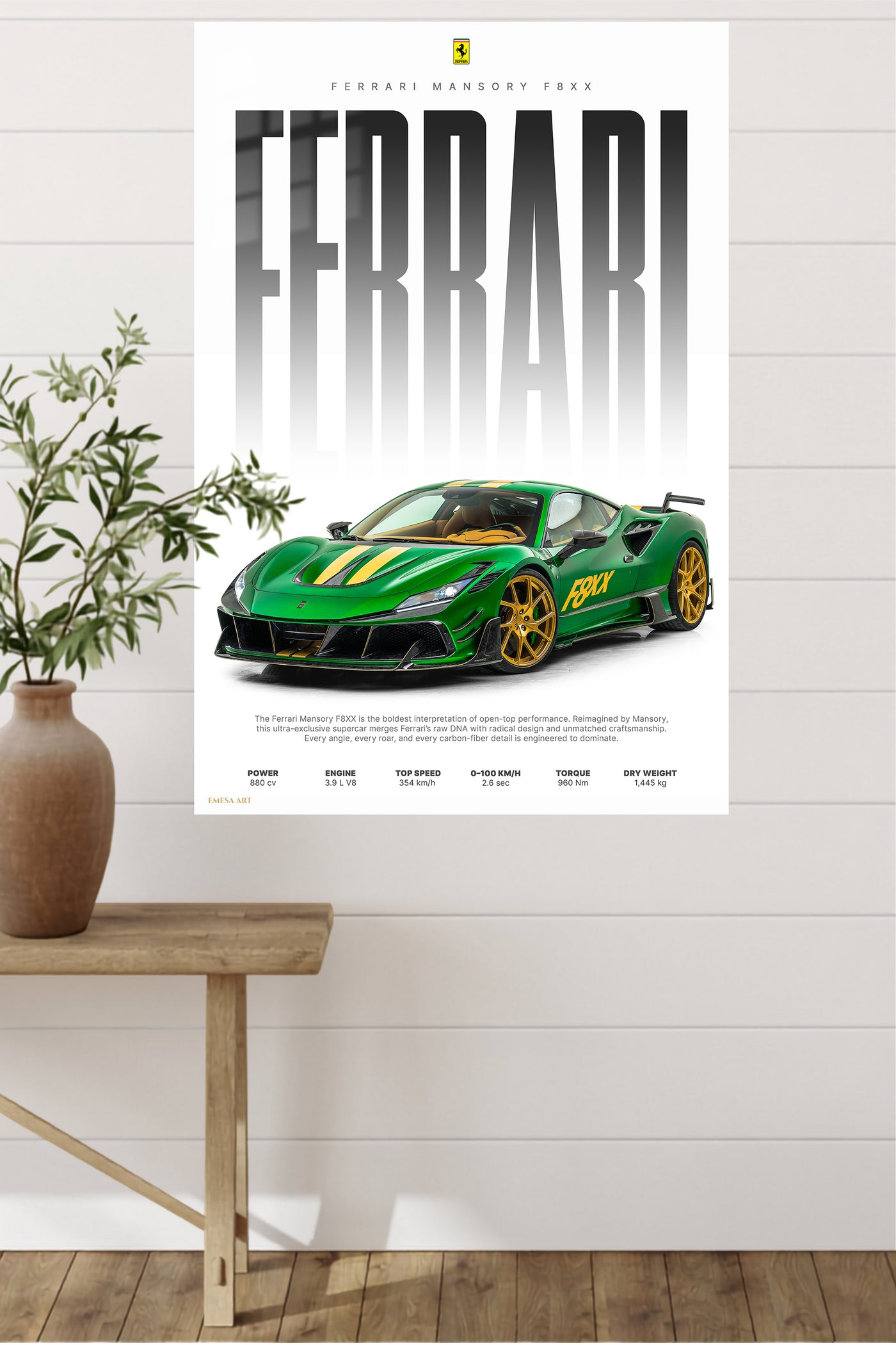 Green Ferrari Supercar Poster wall art