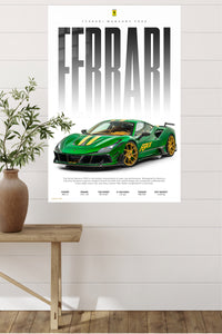 Green Ferrari Supercar Poster wall art