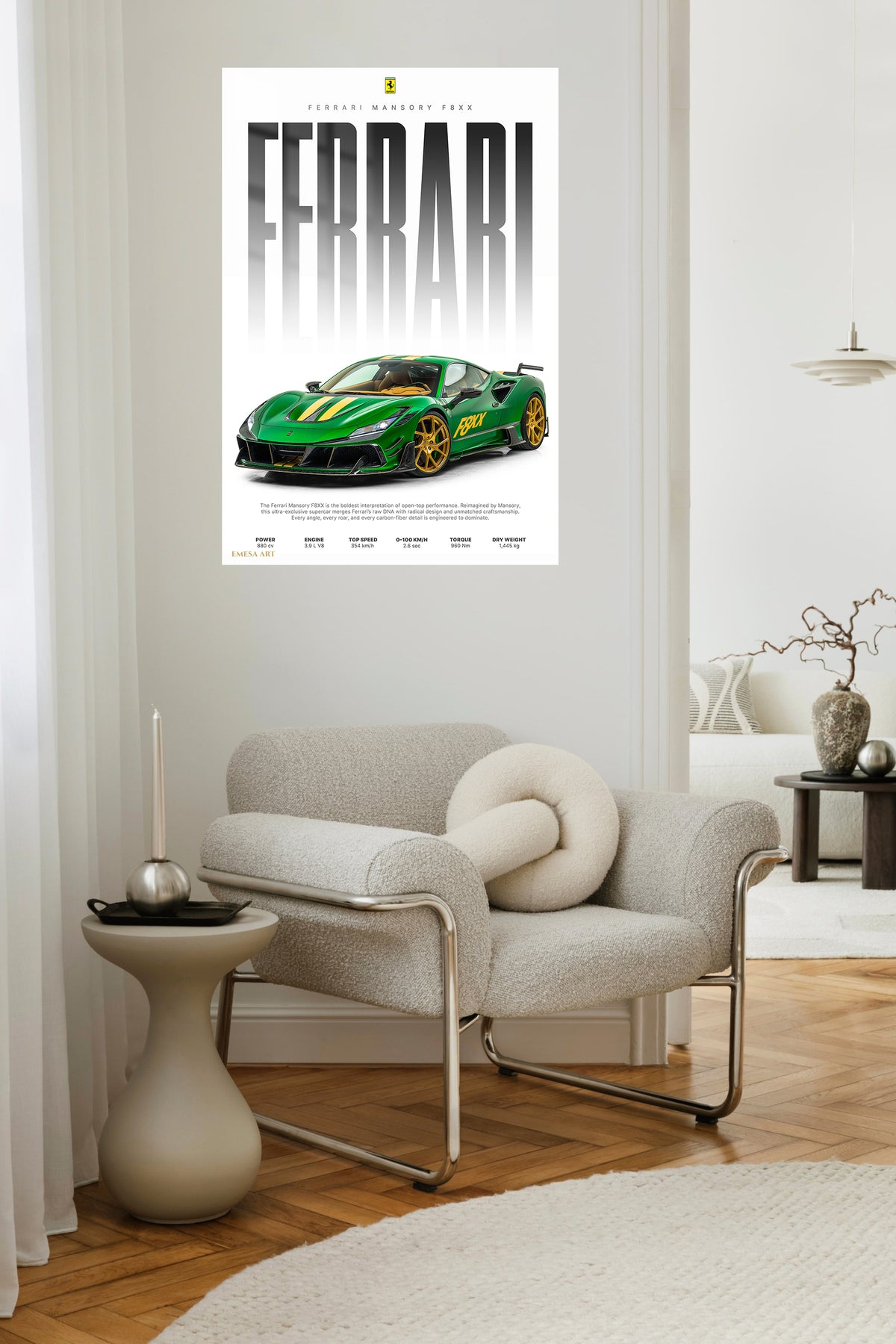 Green Ferrari Supercar Poster wall art