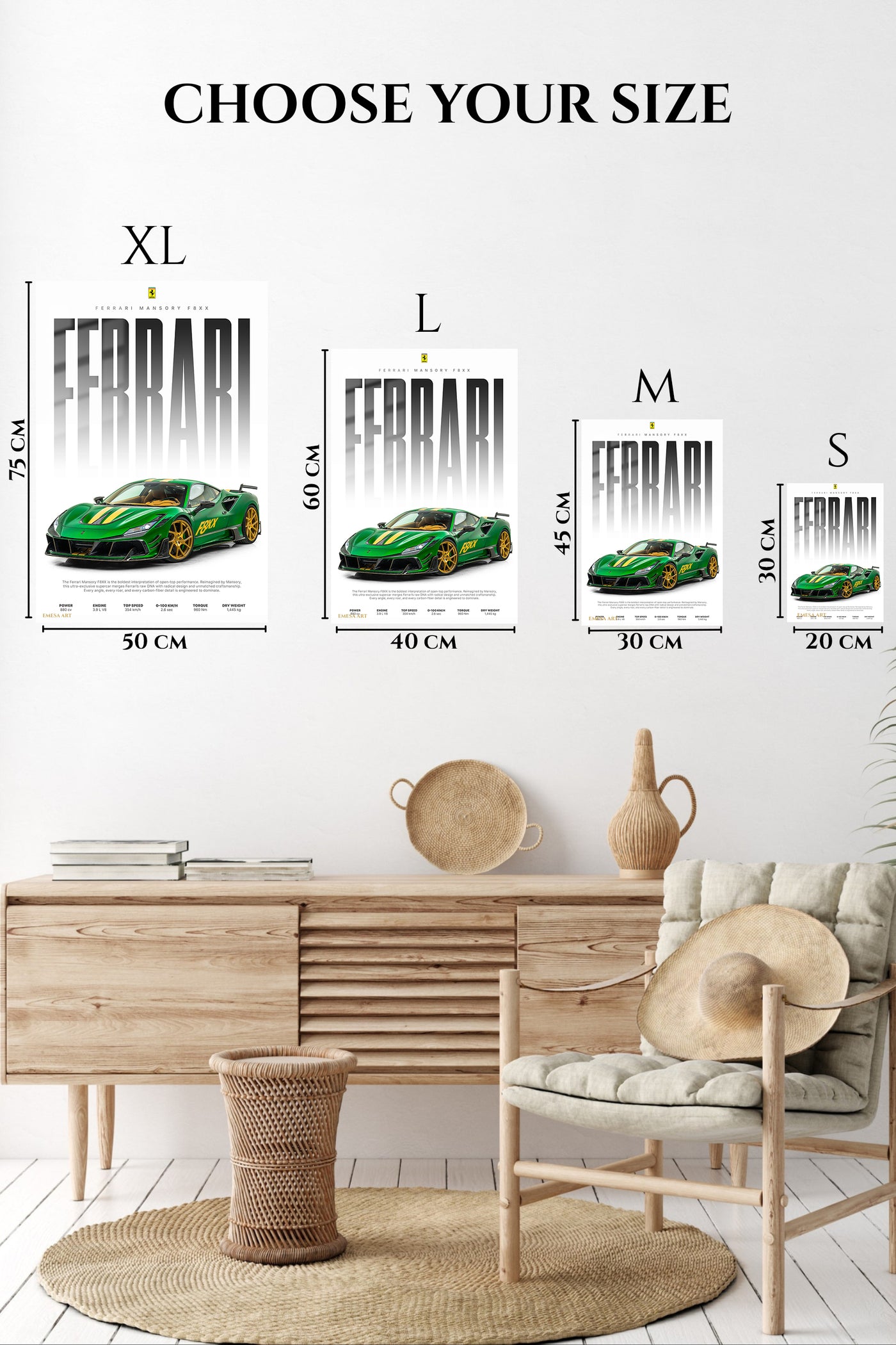 Green Ferrari Supercar Poster wall art