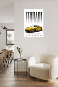 Yellow Ferrari Supercar Poster wall art