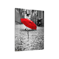 Red Umbrella Black & White Metal Wall Art | EMESA ART
