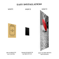 Red Umbrella Black & White Metal Wall Art | EMESA ART