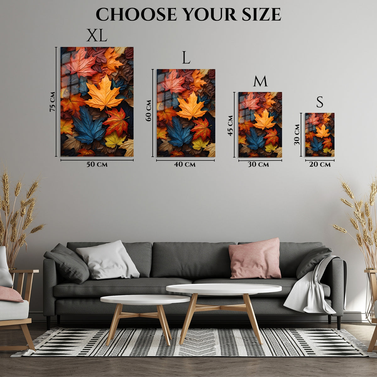Colorful Autumn Leaves Metal Wall Art | EMESA ART