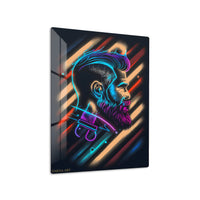 Neon Barber Portrait Metal Wall Art | EMESA ART