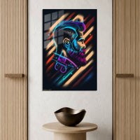 Neon Barber Portrait Metal Wall Art | EMESA ART