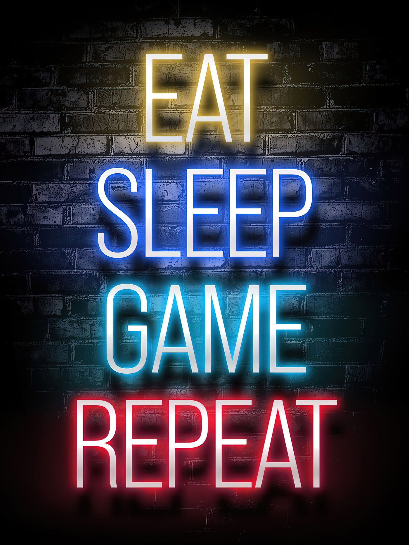 Eat Sleep Game Repeat Neon Metal Wall Art | EMESA ART