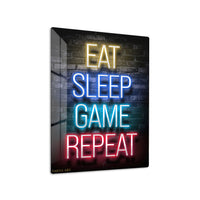 Eat Sleep Game Repeat Neon Metal Wall Art | EMESA ART