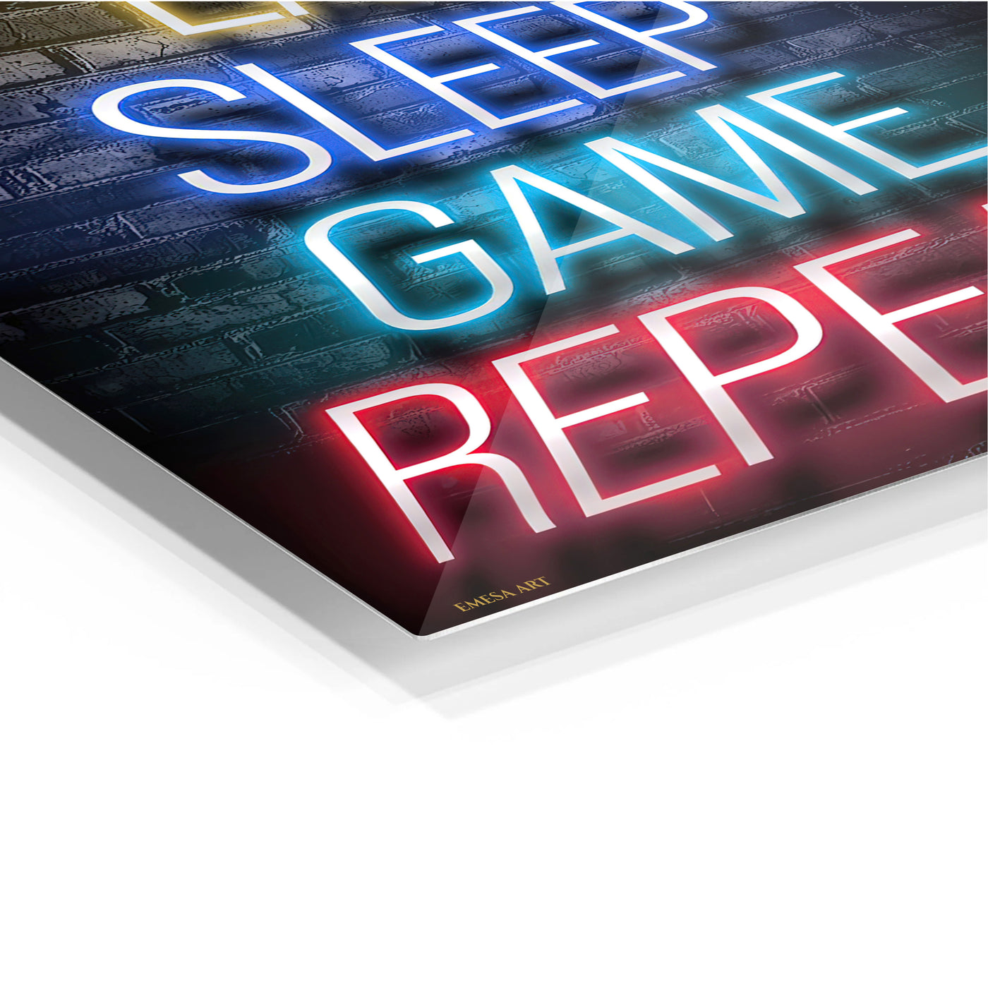 Eat Sleep Game Repeat Neon Metal Wall Art | EMESA ART