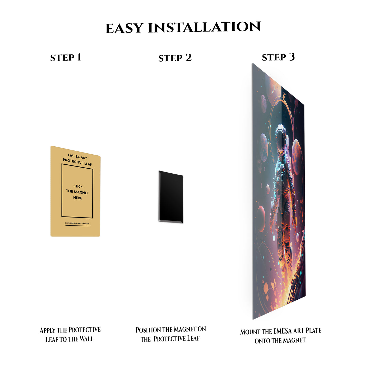 Astronaut & Planets Cosmic Metal Wall Art | EMESA ART